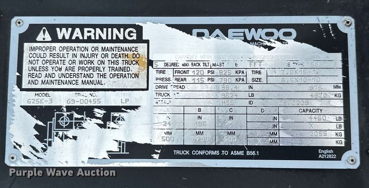 image for item EG1631 2004 Daewoo G25E-3 forklift