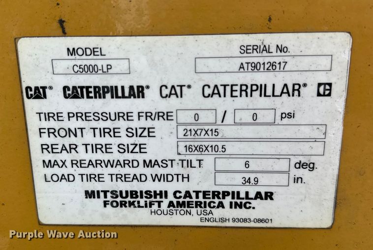 image for item EG1632 2008 Caterpillar  C5000-LP forklift