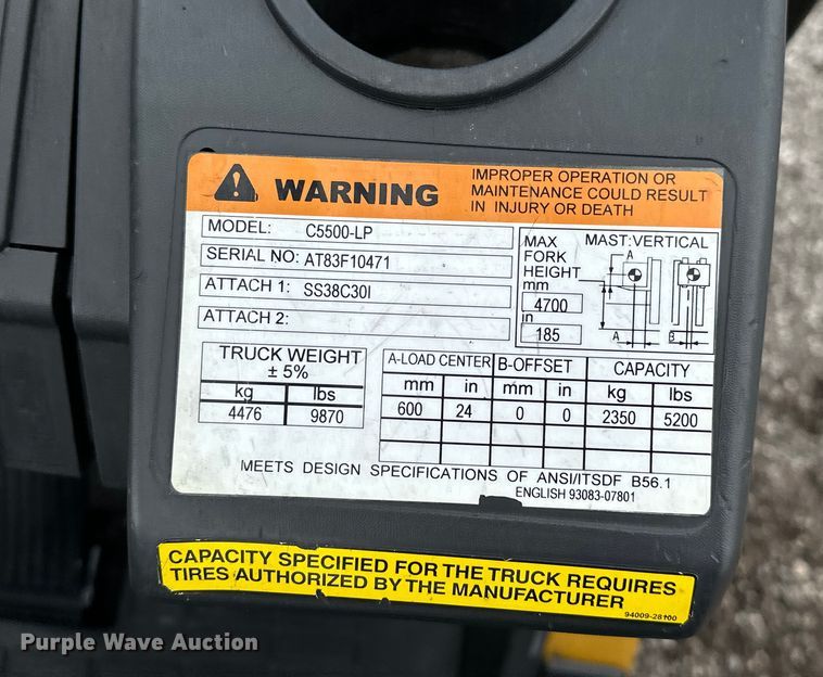 image for item EG1633 2007 Caterpillar  C5500-LP forklift