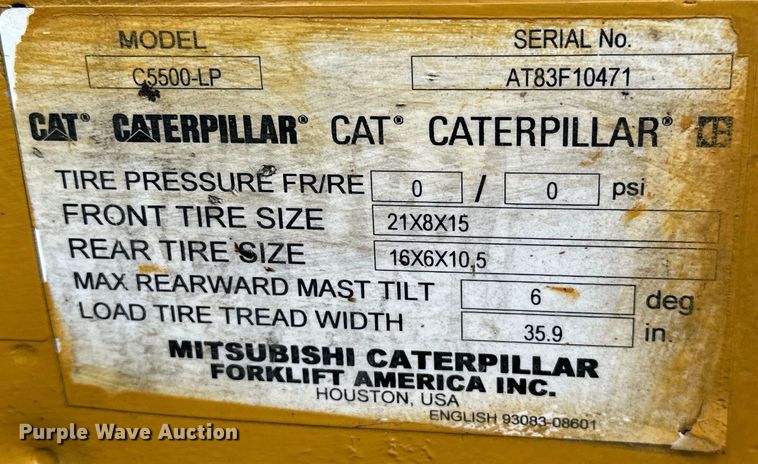 image for item EG1633 2007 Caterpillar  C5500-LP forklift