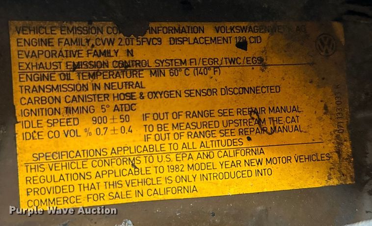 image for item EH3970 1982 Volkswagen  Vanagon GL van