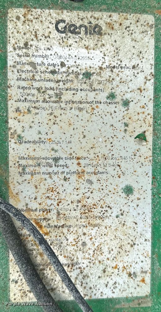 image for item EH4040 2014 Genie GS-1930 scissor lift