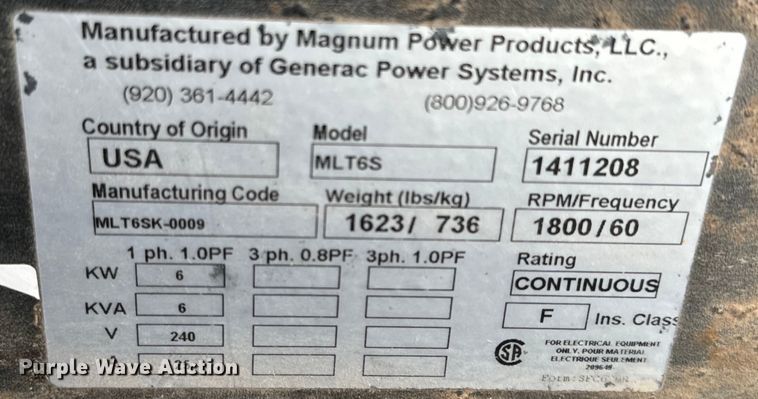 image for item EH4042 Magnum MLT6S light plant