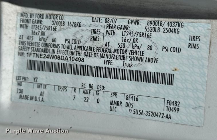 image for item EH6895 2008 Ford E250 van