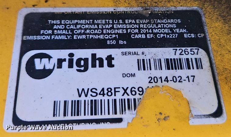 image for item EI3778 2014 Wright WS48FFX730E ZTR lawn mower