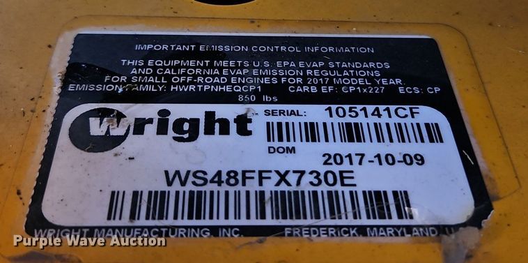 image for item EI3779 2017 Wright WS48FFX730E ZTR lawn mower