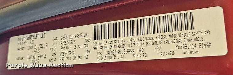 image for item EI3899 2008 Jeep Wrangler SUV