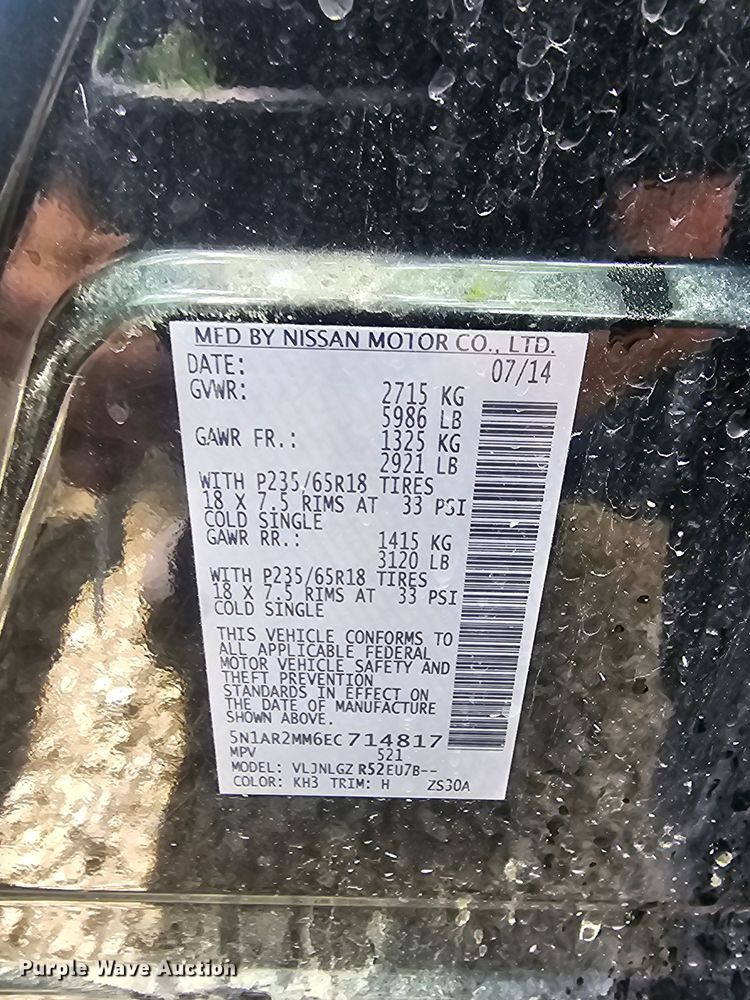 image for item EJ5572 2014 Nissan  Pathfinder SUV