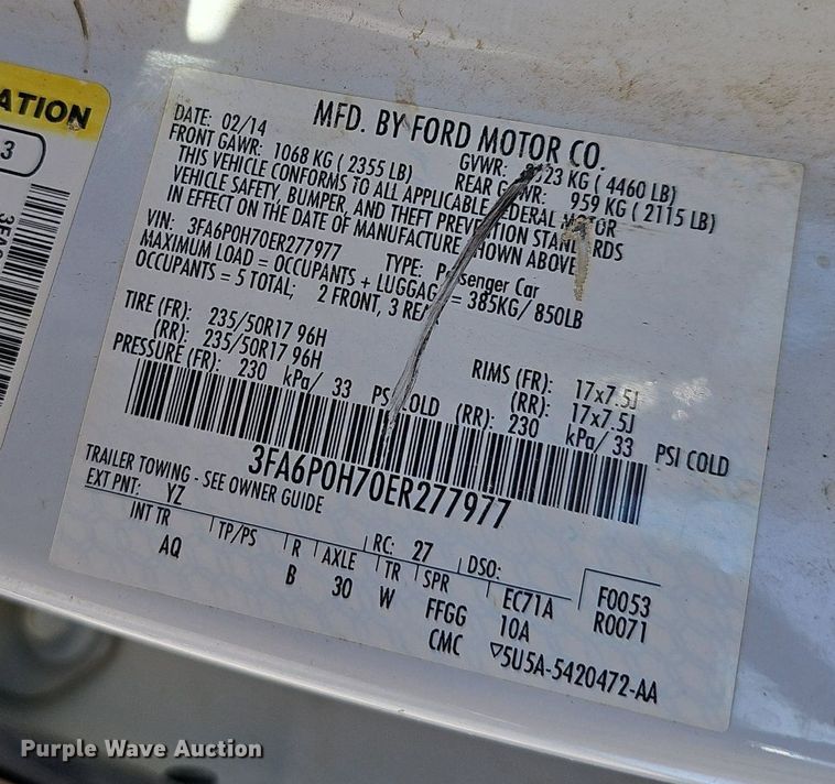 image for item EJ5604 2014 Ford  Fusion 