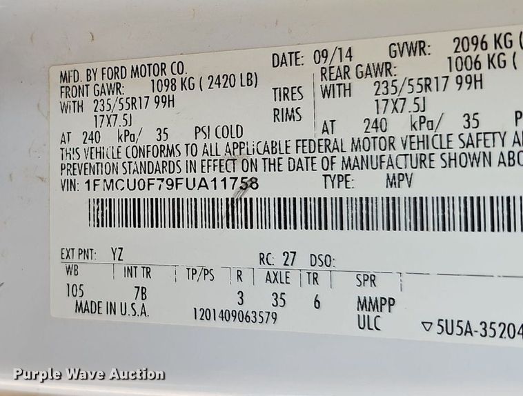 image for item EJ5605 2015 Ford Escape SUV