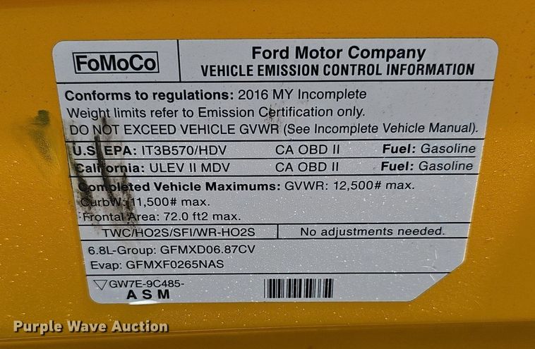 image for item EJ5637 2016 Ford E350 Super Duty box truck