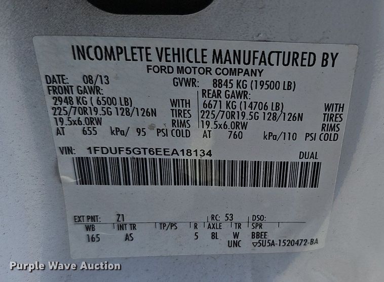 image for item EJ5638 2014 Ford  F550 Super Duty dump truck