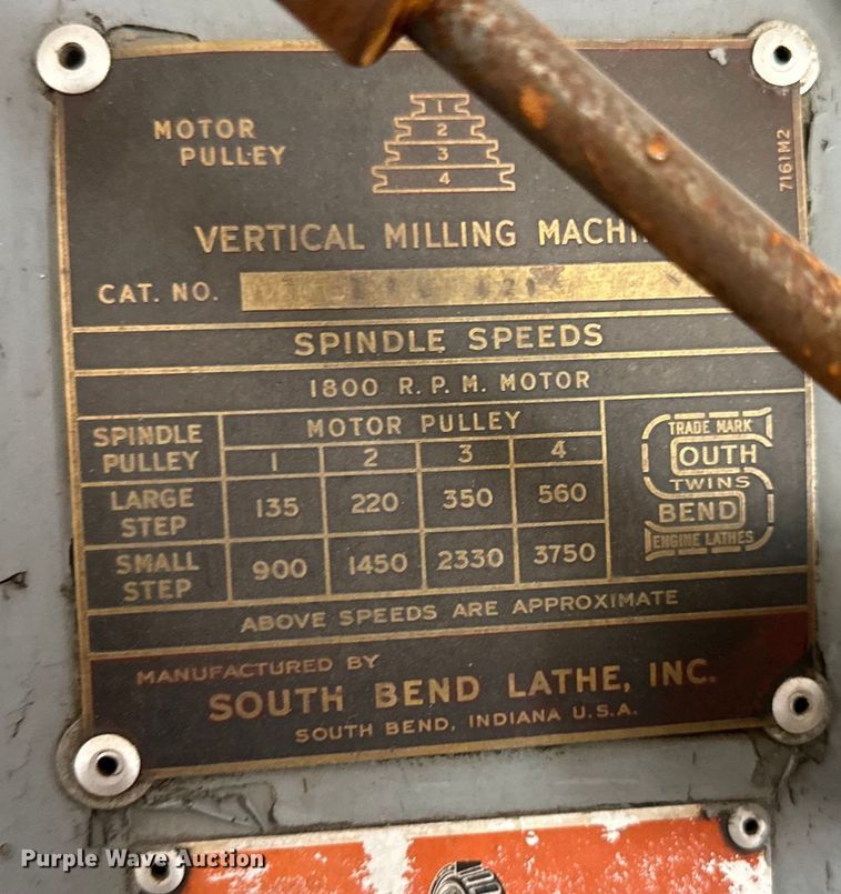 image for item EJ6851 South Bend  Vertical milling machine 