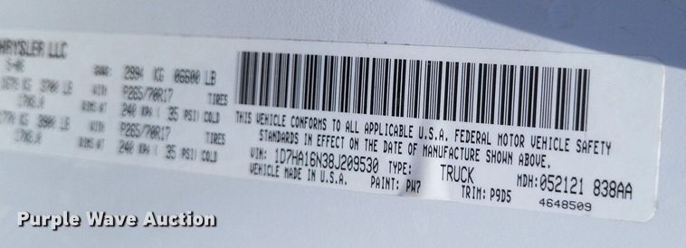 image for item EJ8001 2008 Dodge  Ram 1500 pickup truck