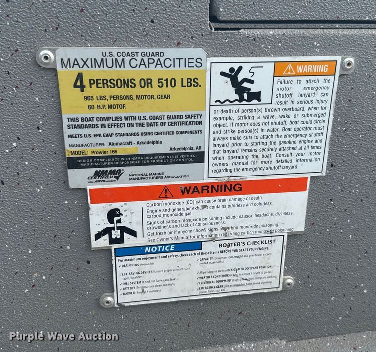 image for item EK1392 2016 Aluma Craft 165 Prowler boat