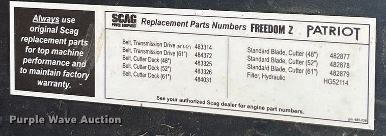 image for item EK4728 Scag SMPZ-61H ZTR lawn mower