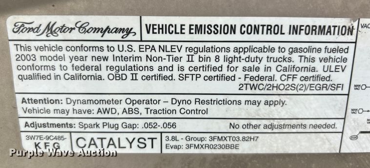 image for item EK4734 2003 Ford Windstar LX van
