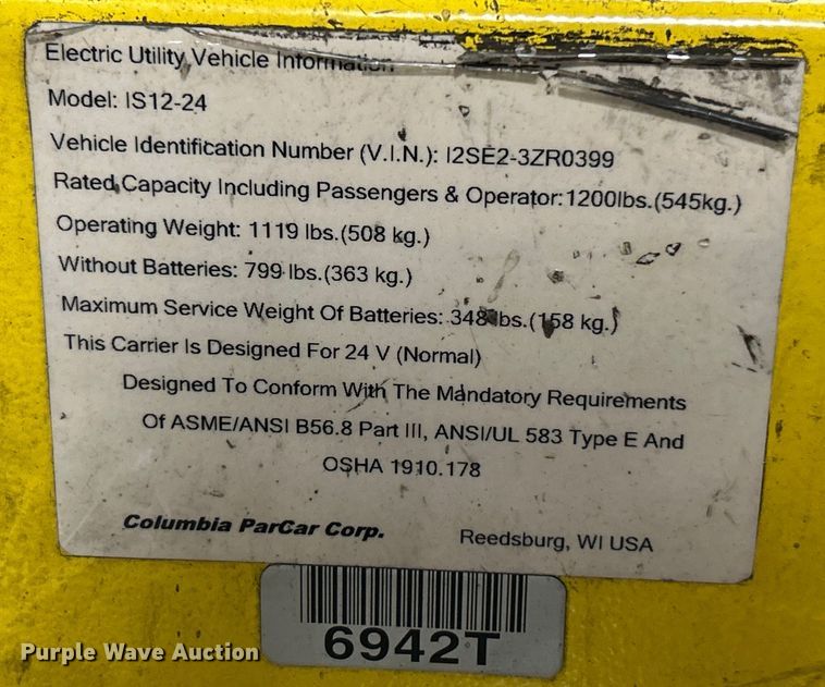 image for item EK4764 Columbia  Stock Chaser IS12-24 utility cart