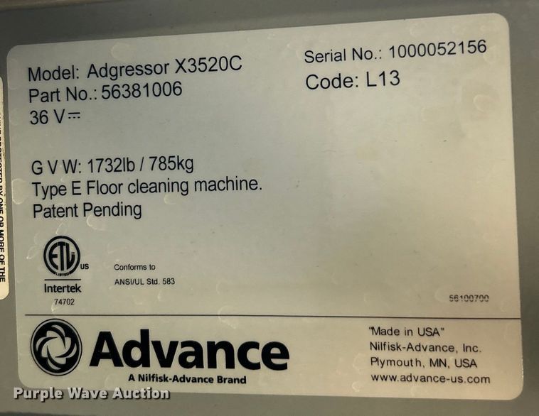 image for item EK4766 Advance  Agressor X3520C floor scrubber