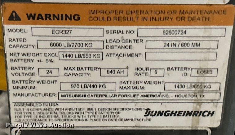image for item EK4769 Jungheinrich ECR327 pallet jack