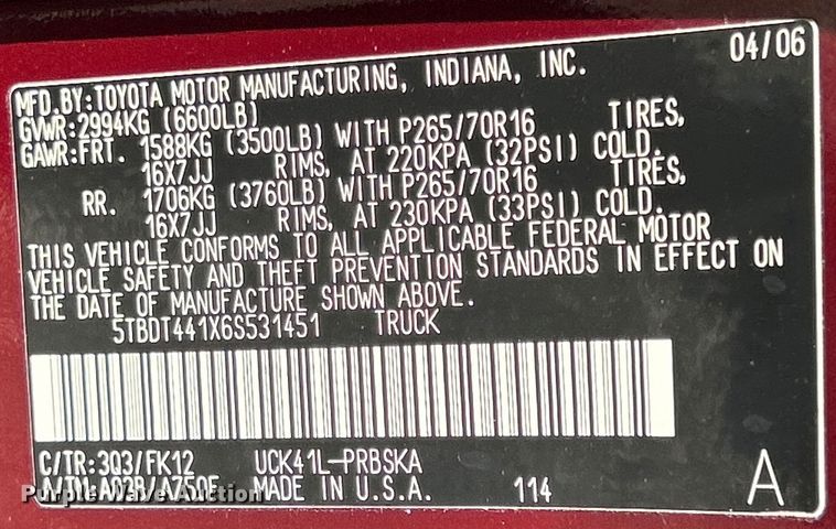 image for item EK4777 2006 Toyota Tundra SR5 Double Cab pickup truck