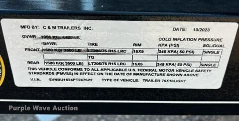 image for item IE9012 2023 CMRL Utility trailer