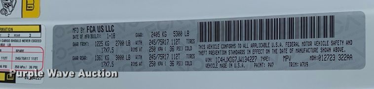 image for item JT9832 2018 Jeep Wrangler JK SUV