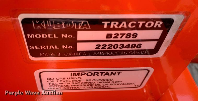 image for item JT9862 Kubota B2789 50