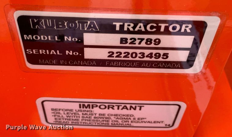 image for item JT9863 Kubota B2789 50