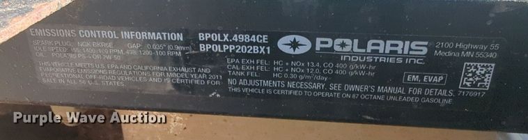 image for item NG9889 2011 Polaris Ranger utility vehicle