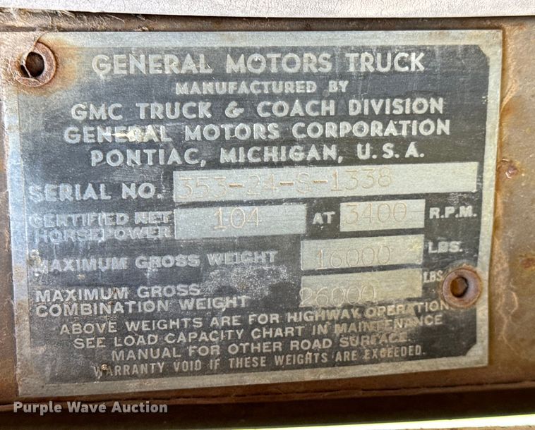 image for item NH9072 1953 GMC 350 grain truck