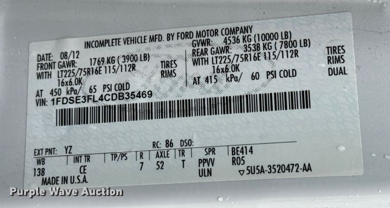 image for item NL9906 2012 Ford E350 Super Duty utility van