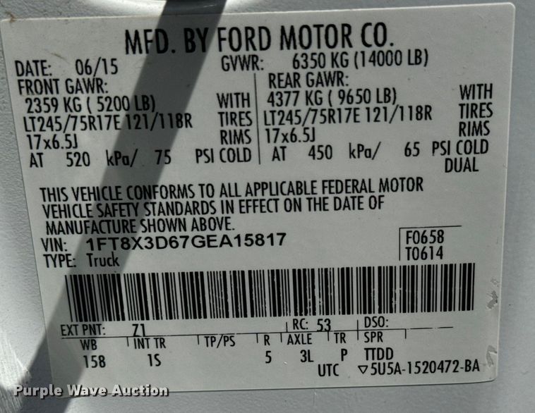 image for item NL9986 2016 Ford F350 Super Duty XL  SuperCab utility bed pickup truck