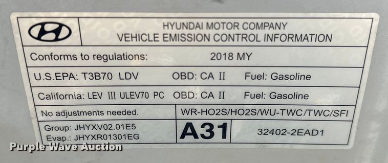 image for item NR9970 2018 Hyundai  Elantra  