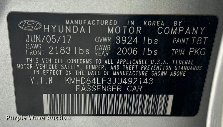 image for item NR9970 2018 Hyundai  Elantra  