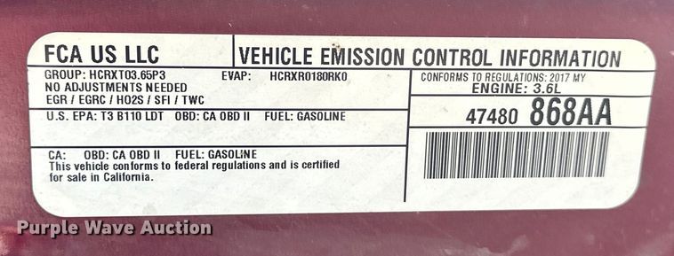 image for item NR9972 2017 Jeep Grand Cherokee Limited  SUV