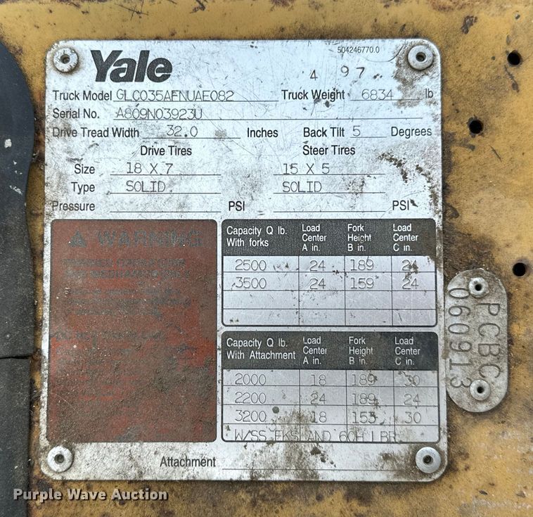 image for item NR9985 1997 Yale GLC035AFNUAE082 forklift