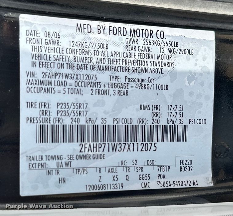 image for item NR9990 2007 Ford Crown Victoria  