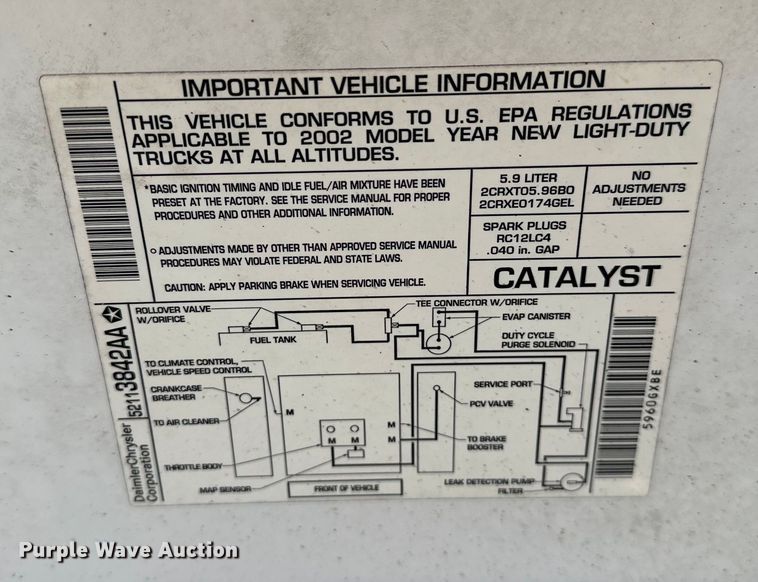 image for item NR9992 2002 Dodge  Ram Wagon B3500 van