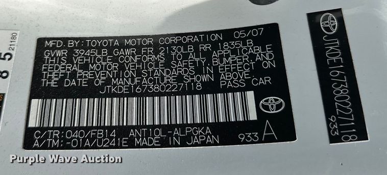 image for item NR9994 2008 Toyota  Scion TC 