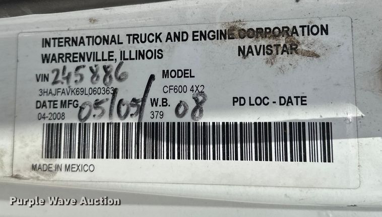 image for item NR9997 2009 International  CF600 paper shredder truck 