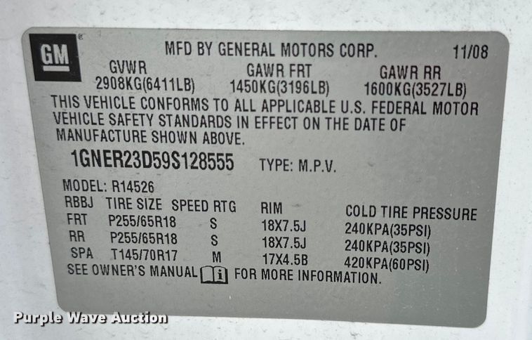 image for item NT9367 2009 Chevrolet  Traverse LT SUV