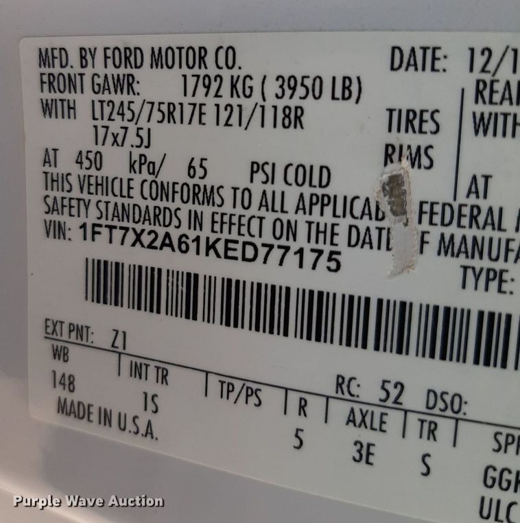 image for item NU9818 2019 Ford F250 Super Duty XL SuperCab pickup truck