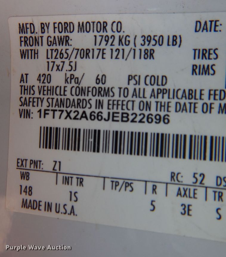 image for item NU9823 2018 Ford F250 Super Duty XL SuperCab pickup truck