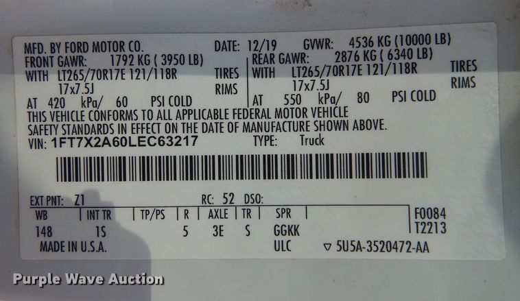 image for item NU9825 2020 Ford F250 Super Duty XL SuperCab pickup truck