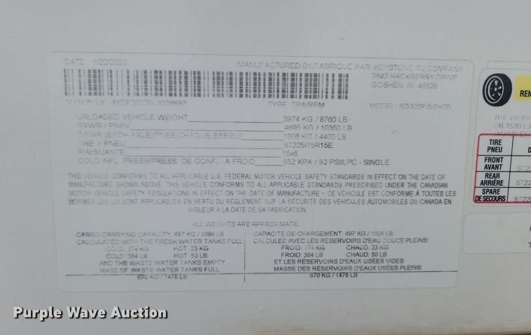 image for item NZ9826 2020 Keystone RV Springdale SG300FWBH20 camper