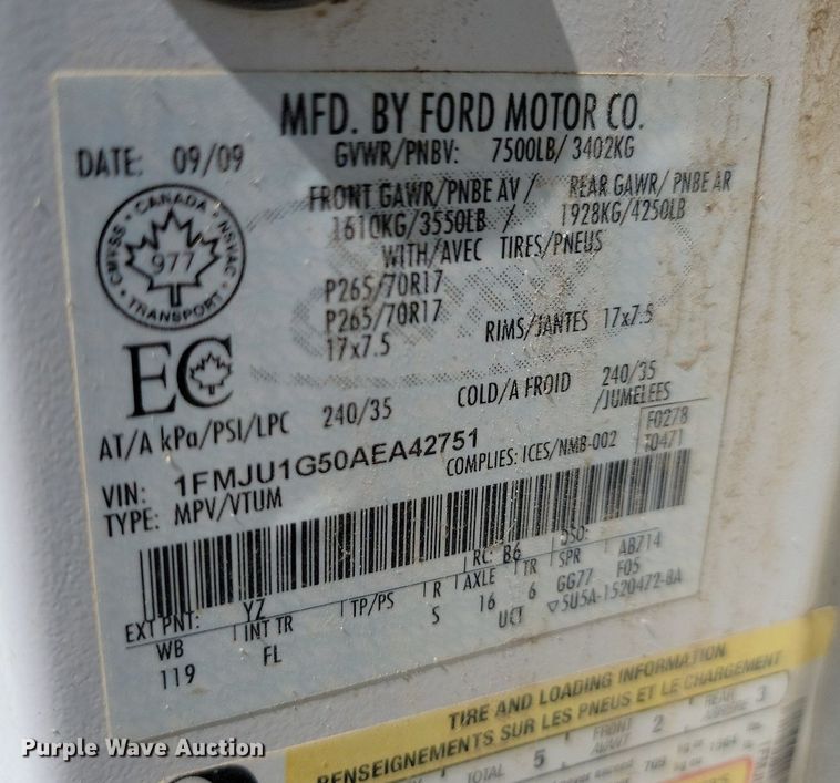 image for item NZ9962 2010 Ford  Expedition XLT SUV