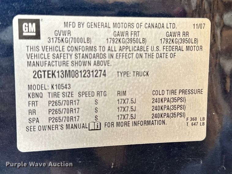 image for item OG9565 2008 GMC  Sierra 1500 Crew Cab pickup truck