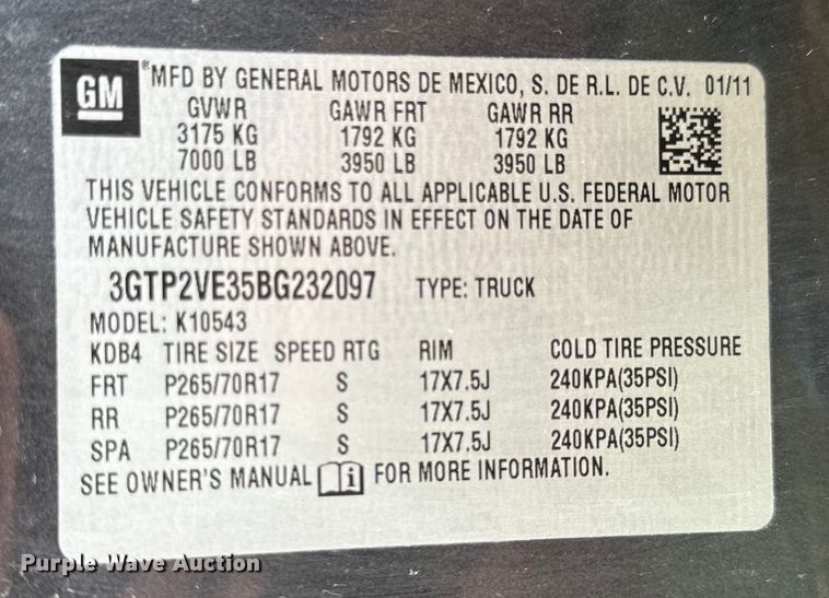 image for item OG9566 2011 GMC Sierra 1500 Crew Cab pickup truck