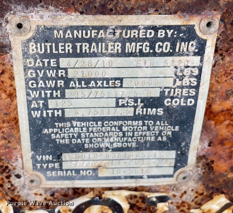 image for item OG9971 2010 Butler  tilt deck equipment trailer